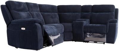 Product photograph of Havana Blue Fabric Corner Electric Recliner Sofa from Choice Furniture Superstore