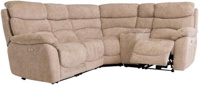 Product photograph of Layla Sand Fabric Corner Recliner Sofa from Choice Furniture Superstore