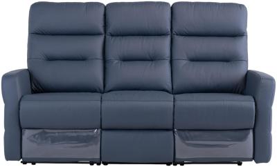 Madison Blue Leather 3 Seater Electric Recliner Sofa