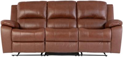 Pellini Dark Tan Leather 3 Seater Electric Recliner Sofa