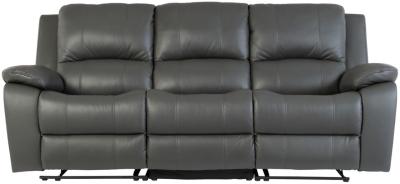 Pellini Grey Leather 3 Seater Electric Recliner Sofa