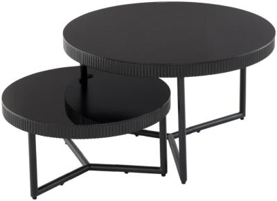 Taranto Black Glass Coffee Table Set Of 2