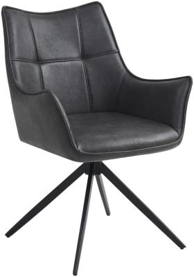 Vito Charcoal Faux Leather Dining Armchair Sold In Pairs