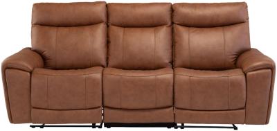 Danetti Vintage Tan Leather 3 Seater Electric Recliner Sofa