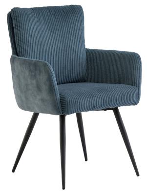 Leo Blue Velvet Fabric Dining Armchair Sold In Pairs