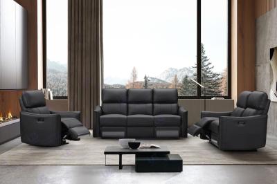 Claudia Black Leather 321 Seater Electric Recliner Sofa Set