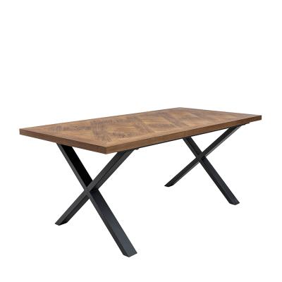 Eden Elm Wood 6 Seater Dining Table With Black Cross Legs 180cm