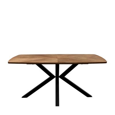 Hampton Oak Effect 6 Seater Dining Table With Black Spider Legs 160cm