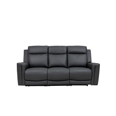 Hobart Charcoal Leather 3 Seater Electric Recliner Sofa
