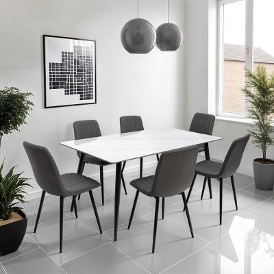 Riga Snow White Sintered Stone 6 Seater Dining Table 160cm