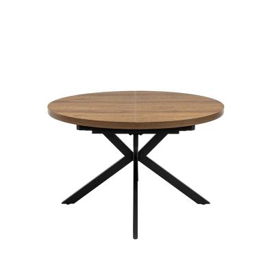 Panama Dark Oak 46 Seater Extending Round Dining Table With Black Spider Legs 120cm160cm
