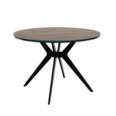 Loreta Glass Top 2 Seater Round Dining Table With Black Spider Legs 107cm