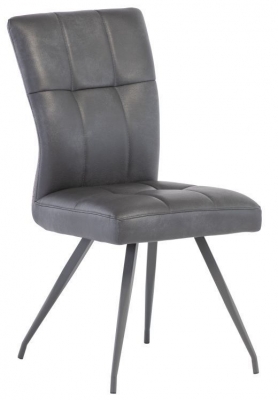 Product photograph of Madera Grey Faux Leather Dining Chair With Grey Powder Coated Legs Sold In Pairs from Choice Furniture Superstore