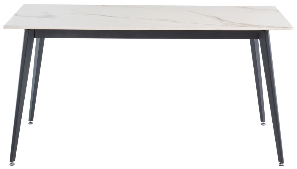 Salinas Kass Gold Sintered Stone Top 6 Seater Dining Table -  with Black Powder Coated Legs