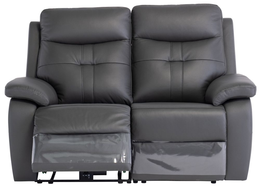 Monica Charcoal Leather 2 Seater Electric Recliner Sofa
