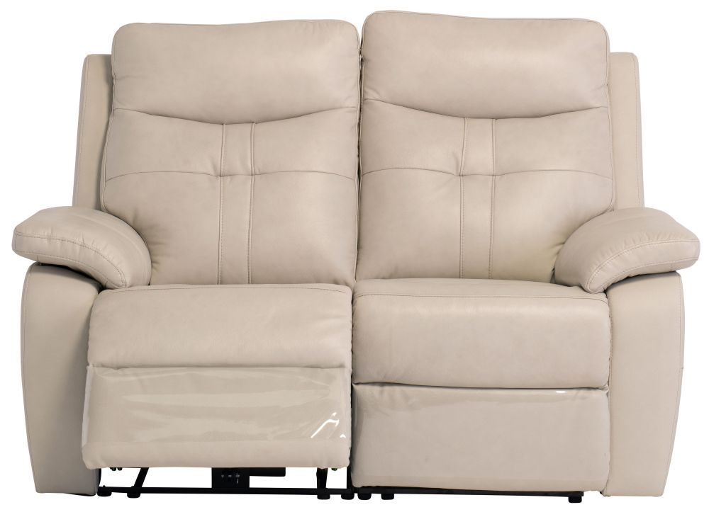 Monica Light Stone Leather 2 Seater Electric Recliner Sofa