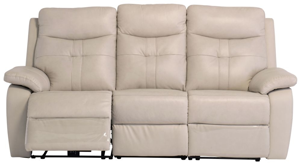 Monica Light Stone Leather 3 Seater Electric Recliner Sofa