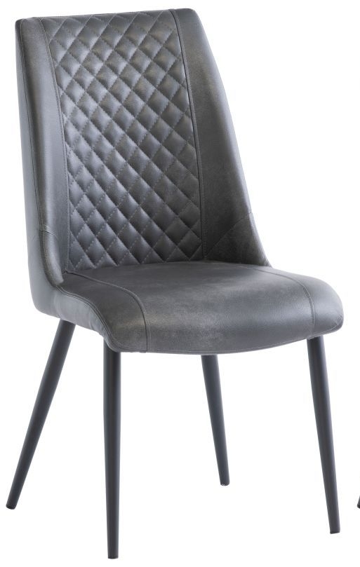 Jose Grey Faux Leather Dining Chair with Black Powder Coated Legs (Sold in Pairs)