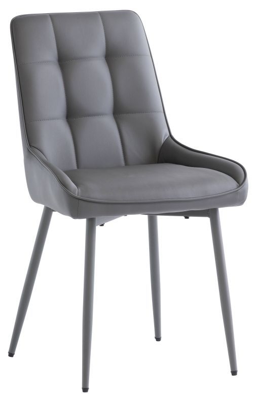 Pena Grey Faux Leather Dining Chair with Grey Powder Coated Legs (Sold in Pairs)