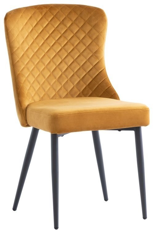 Alameda Antique Gold Velvet Fabric Quilted Dining Chair (Sold in Pairs)