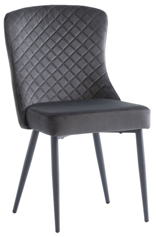 Alameda Graphite Velvet Fabric Quilted Dining Chair (Sold in Pairs)