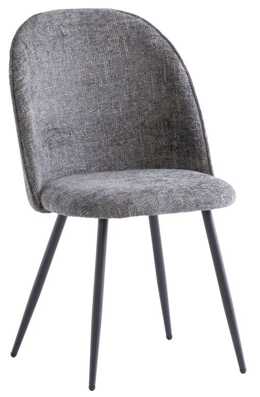 Rison Graphite Fabric Dining Chair with Black Powder Coated Legs (Sold in Pairs)