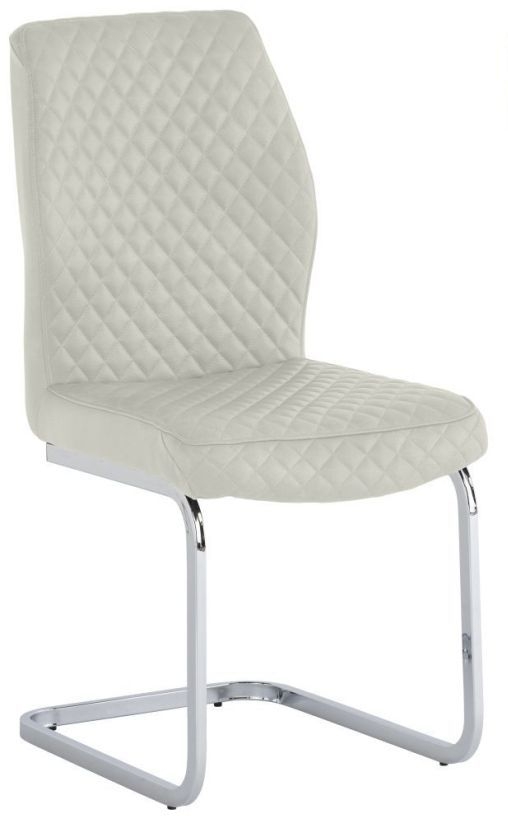 Irvine Stone Fabric Dining Chair with Chrome Base (Sold in Pairs)