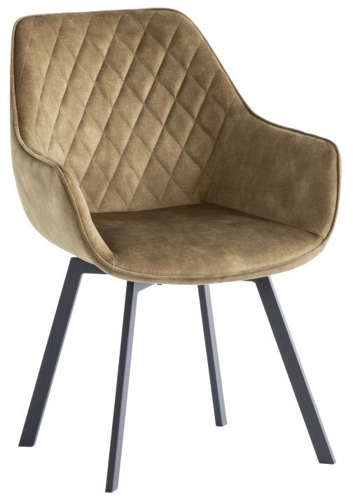 Vilonia Green Velvet Fabric Swivel Dining Chair with Black Powder Coated Legs (Sold in Pairs)