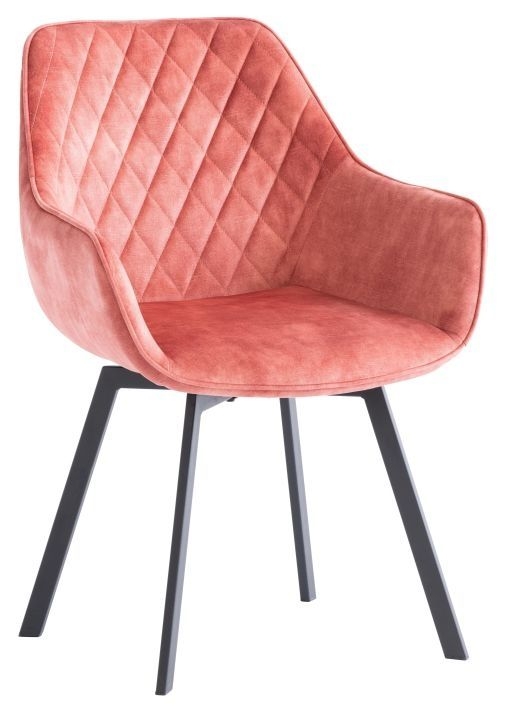 Vilonia Pink Velvet Fabric Swivel Dining Chair with Black Powder Coated Legs (Sold in Pairs)