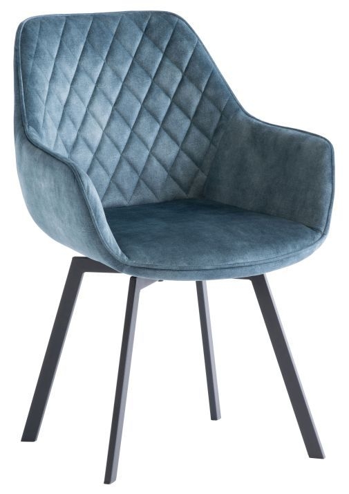 Vilonia Teal Velvet Fabric Swivel Dining Chair with Black Powder Coated Legs (Sold in Pairs)