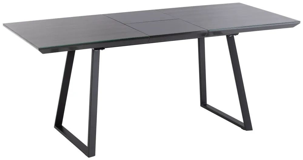 Fairfield 4 Seater Extending Dining Table - Grey Glass Top with Black Powder Coated Base