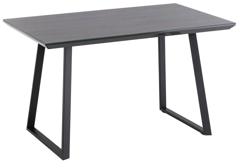 Fairfield 4 Seater Dining Table - Grey Oak Glass Top with Black Powder Coated Base