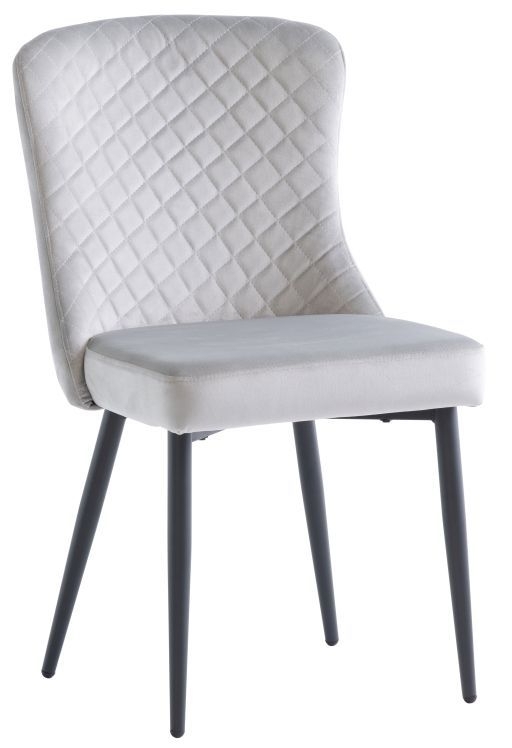 Alameda Silver Velvet Fabric Quilted Dining Chair (Sold in Pairs)