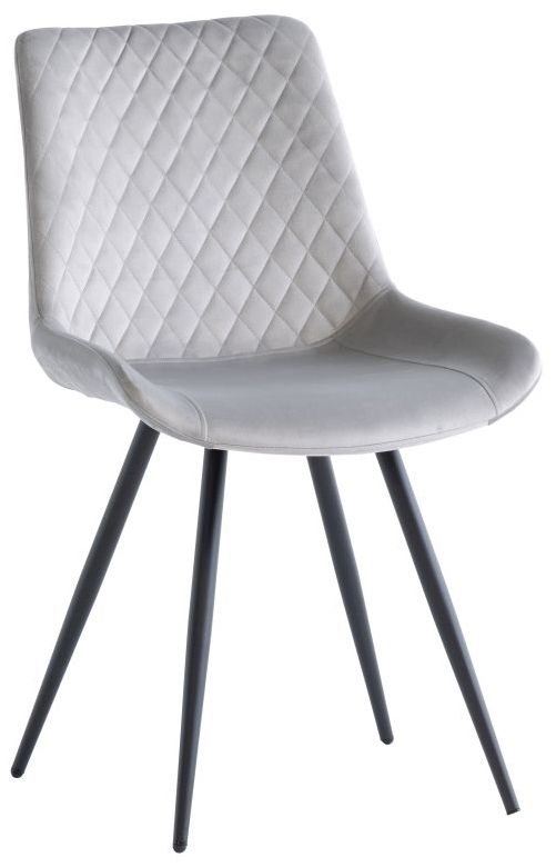 Metzger Silver Fabric Cross Stitched Dining Chair (Sold in Pairs)