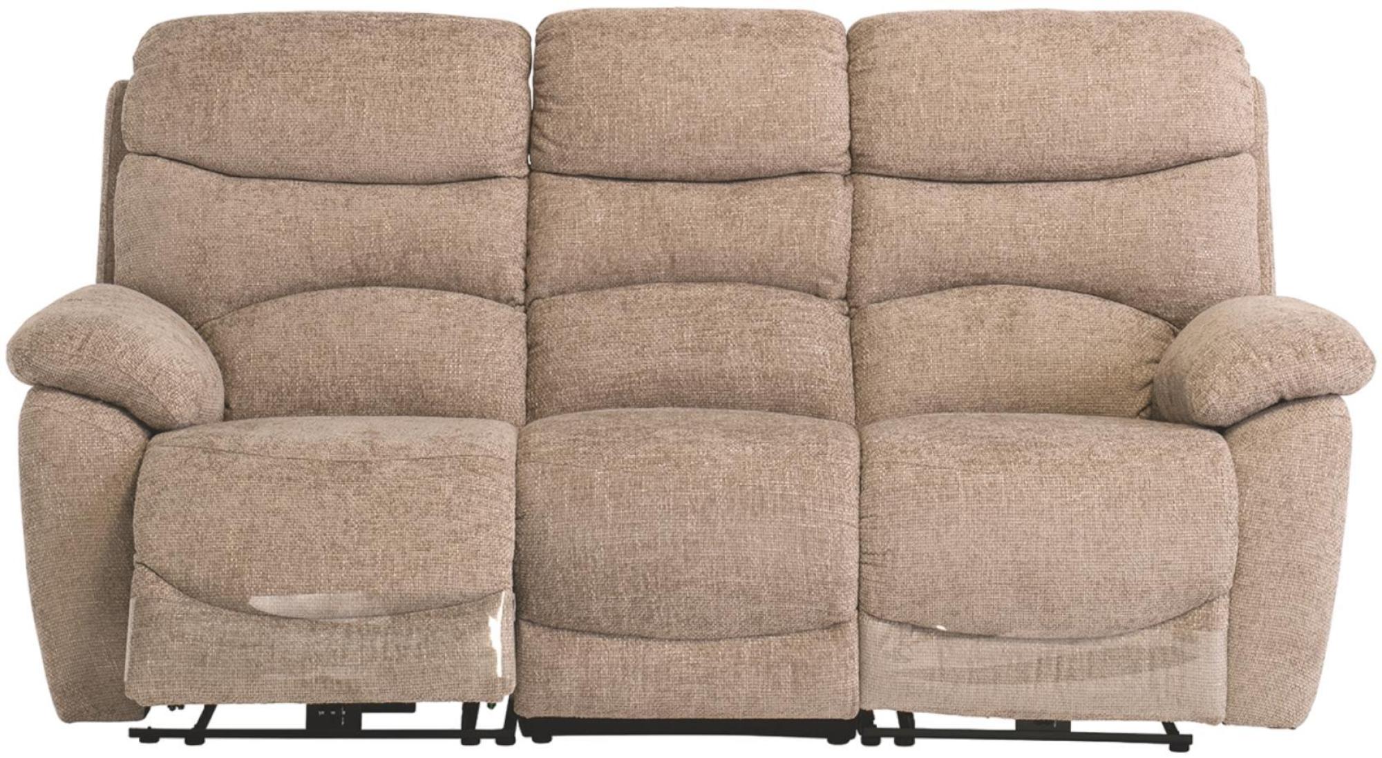 Simi Sand Fabric 3 Seater Electric Recliner Sofa