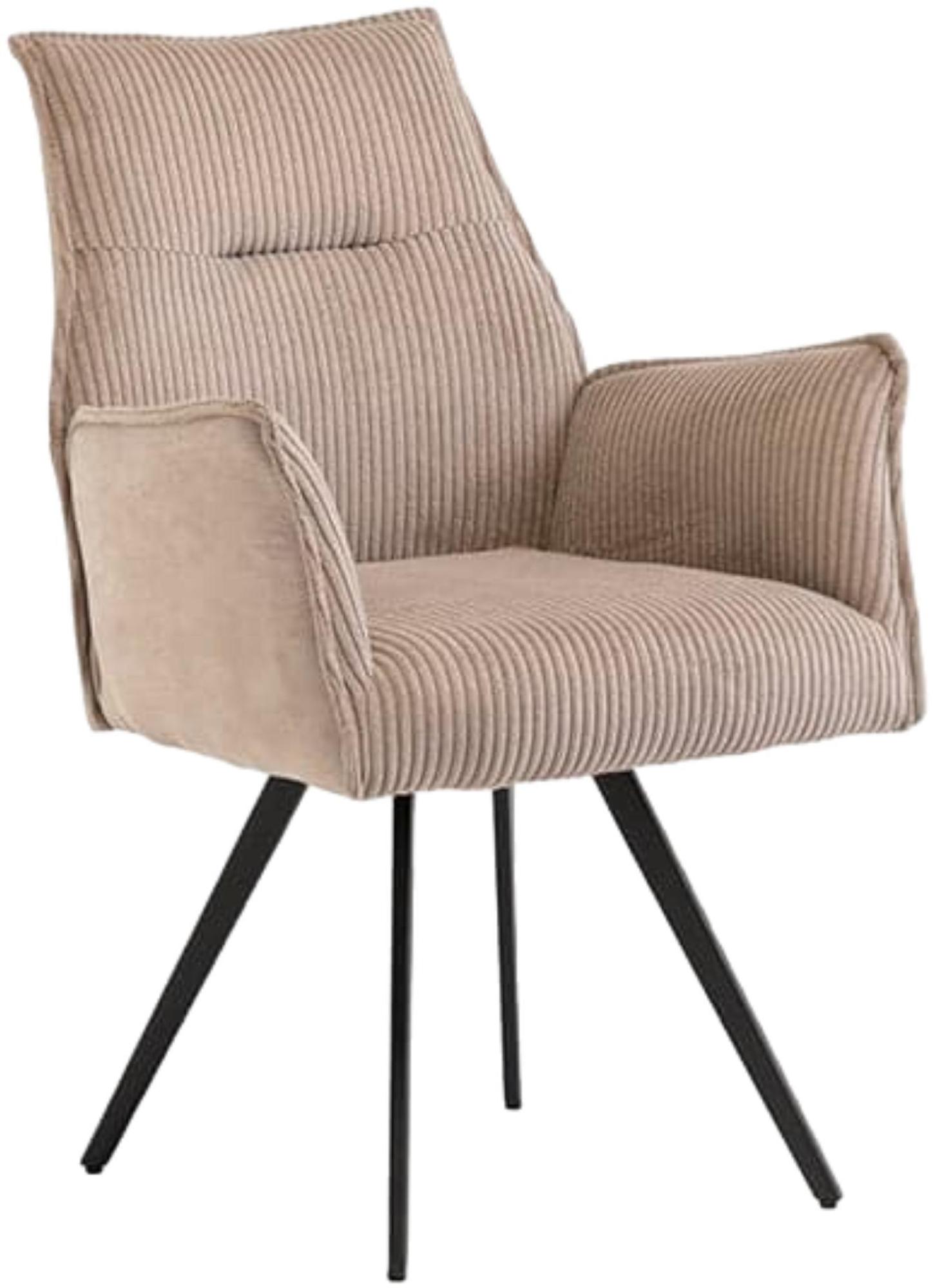 Rina Beige Velvet Fabric Dining Armchair (Sold in Pairs)