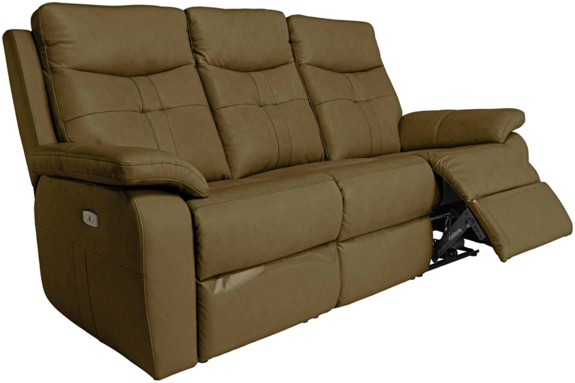 Monica Brown Leather 3 Seater Electric Recliner Sofa