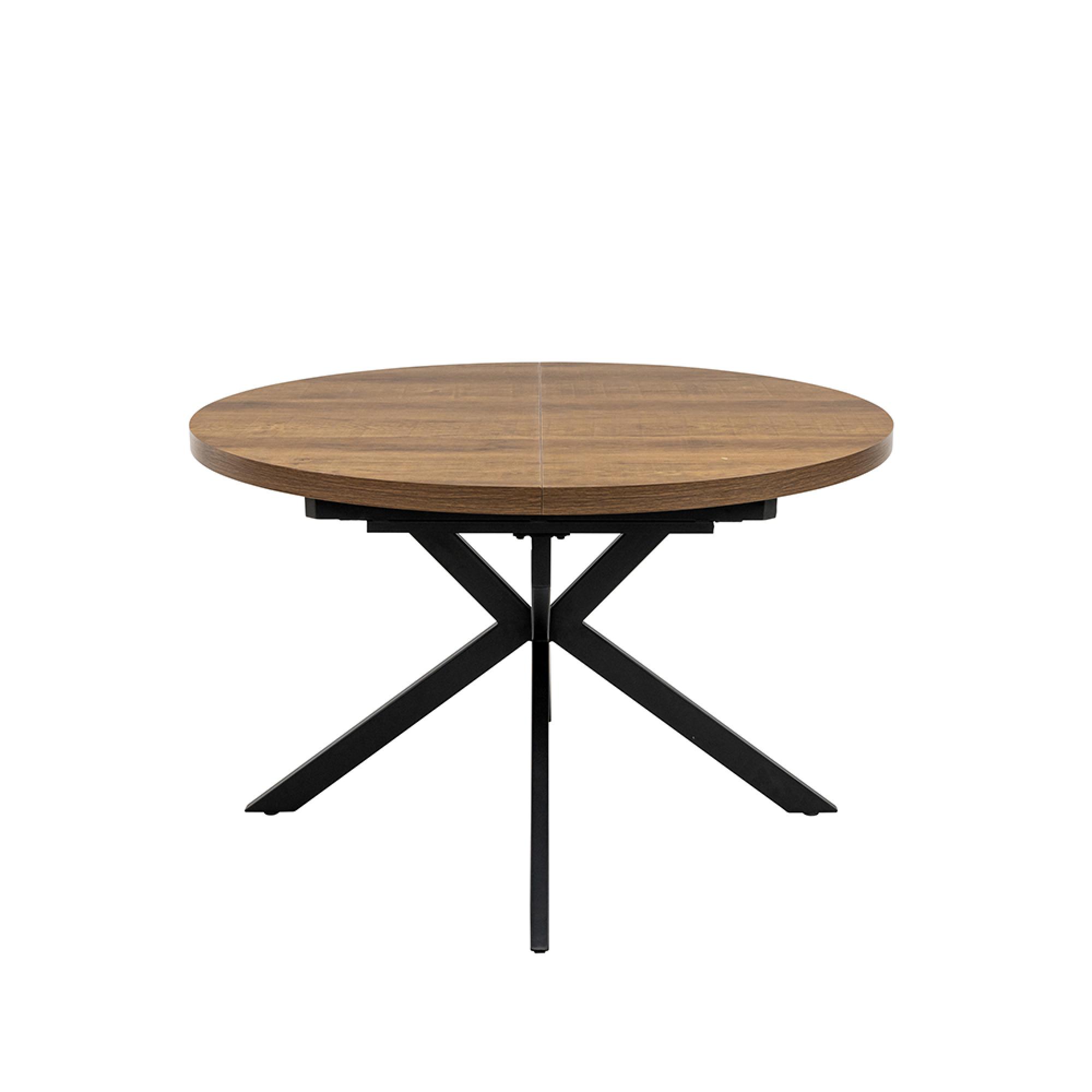 Panama Dark Oak 4-6 Seater Extending Round Dining Table with Black Spider Legs - 120cm-160cm