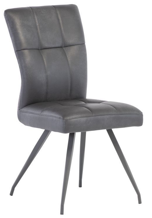 Madera Grey Faux Leather Dining Chair with Grey Powder Coated Legs (Sold in Pairs)