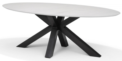 Product photograph of Aldora White And Black 10 Seater Oval Dining Table - 260cm from Choice Furniture Superstore