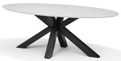 Product photograph of Aldora White And Black 6 Seater Oval Dining Table - 180cm from Choice Furniture Superstore