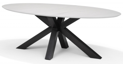 Product photograph of Aldora White And Black 8 Seater Oval Dining Table - 200cm from Choice Furniture Superstore