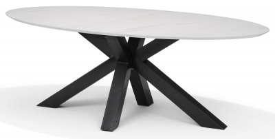 Product photograph of Aldora White And Black 8 Seater Oval Dining Table - 220cm from Choice Furniture Superstore