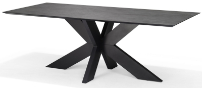 Product photograph of Moravia Slate Grey And Black 6 Seater Rectangular Dining Table - 180cm from Choice Furniture Superstore
