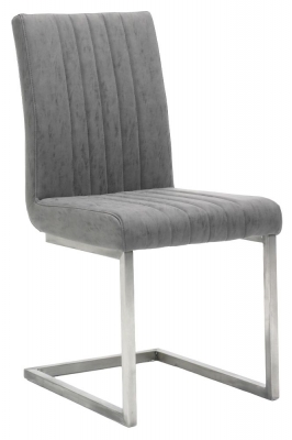 Product photograph of Franklin Grey Faux Leather And Chrome Cantilever Dining Chair Set Of 4 from Choice Furniture Superstore