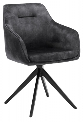 Product photograph of Butler Aurora Velours Anthracite Fabric Dining Armchair Sold In Pairs from Choice Furniture Superstore