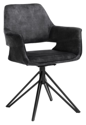 Product photograph of Coplay Aurora Velours Anthracite Fabric Dining Armchair Sold In Pairs from Choice Furniture Superstore