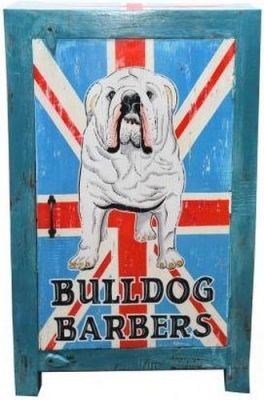 Kufri Hand Painted British Bulldog Narrow 1 Door Cabinet