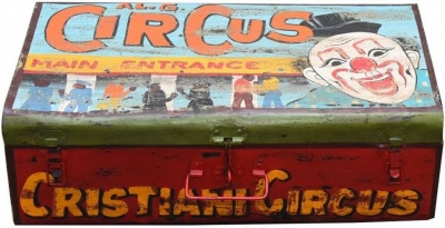 Product photograph of Kufri Hand Painted Circus Iron Trunk from Choice Furniture Superstore