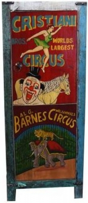 Kufri Hand Painted Vintage Circus Ad 1 Door Cabinet